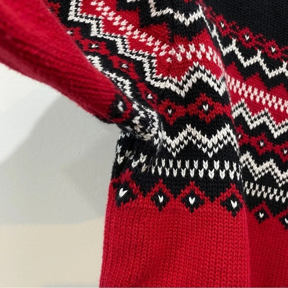Eddie Bauer Vintage S Boat Neck Fairisle Red/Black Sweater 100% Baumwolle - Picture 14 of 14